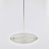 Mid-century Textured Glass and Nickel Kalmar Discus Chandelier, Austria, 1950s