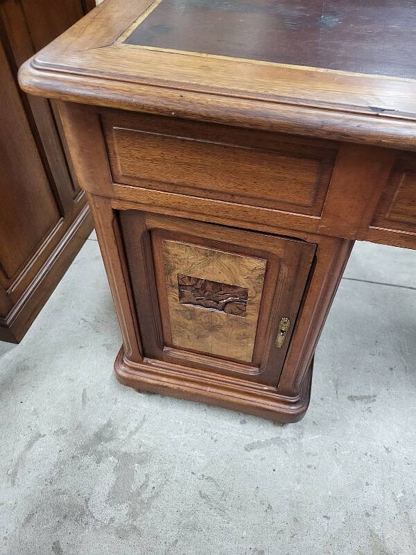 Art deco 4-door, 3-drawer, double-sided, 1930s flat desk