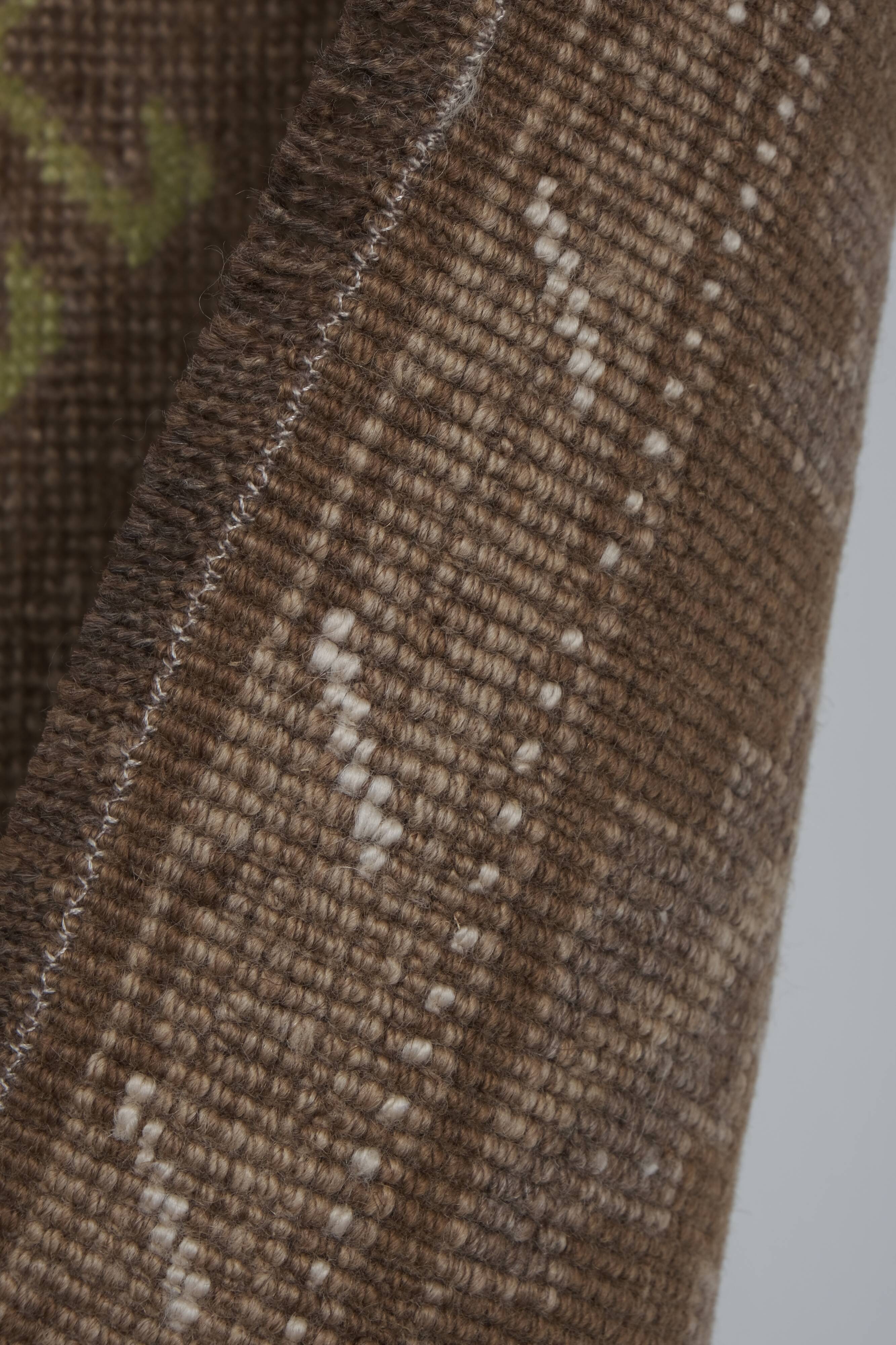 Vintage Brown Turkish Kars Rug with Mid-Century Modern Style 5'10" X 10'