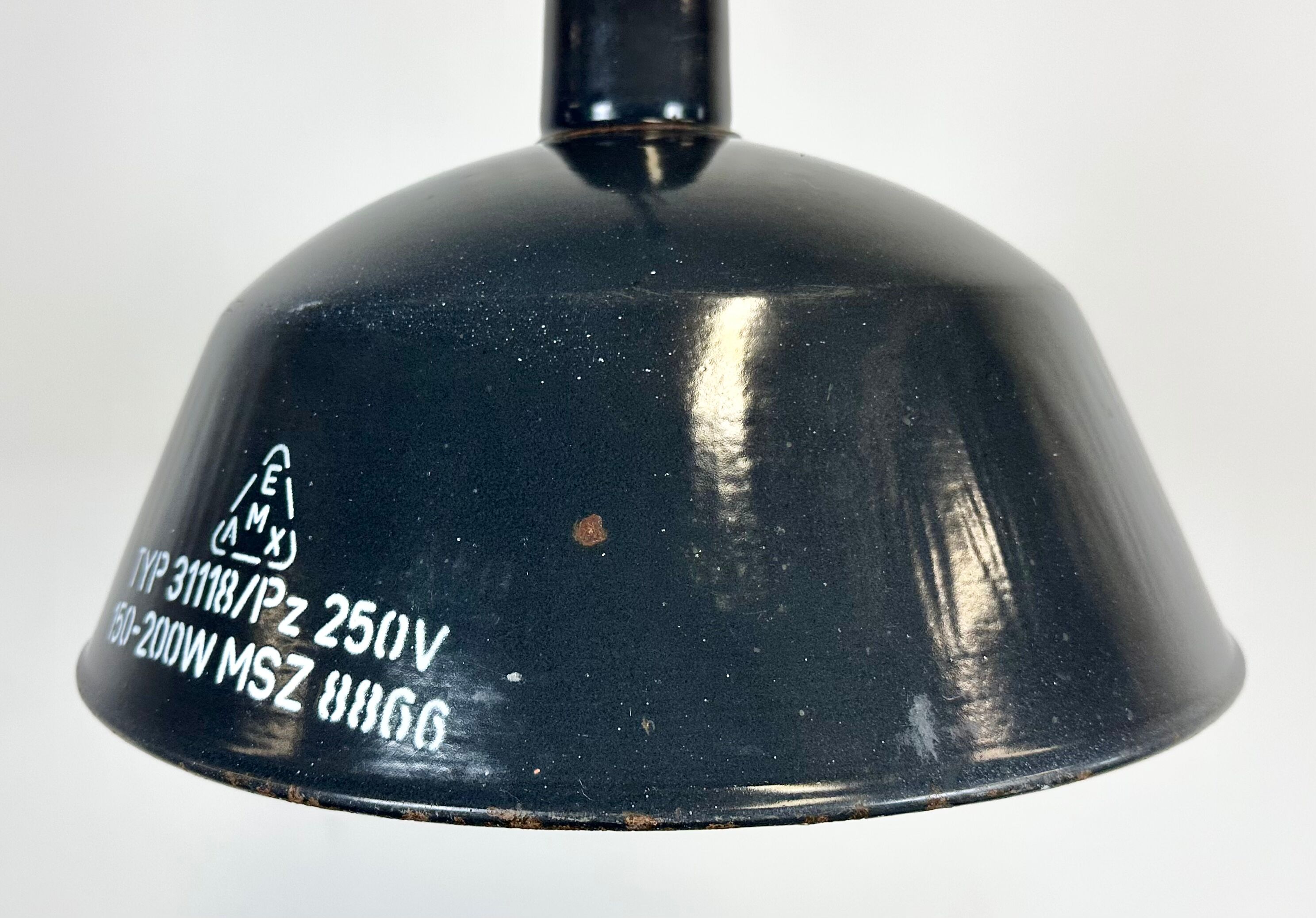 Industrial dark blue enamel pendant lamp from emax, 1960s
