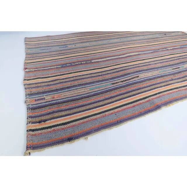 Tapis kilim turc vintage en laine et coton violet noué à la main