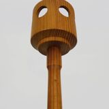 Vintage wooden chandelier with 6 lights. Antique lighting fixture. 1970s