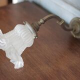 Vintage wall light, bronze swan neck and tulip globe wall light