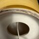 Grande lampe en céramique nervurée jaune moutarde 1970