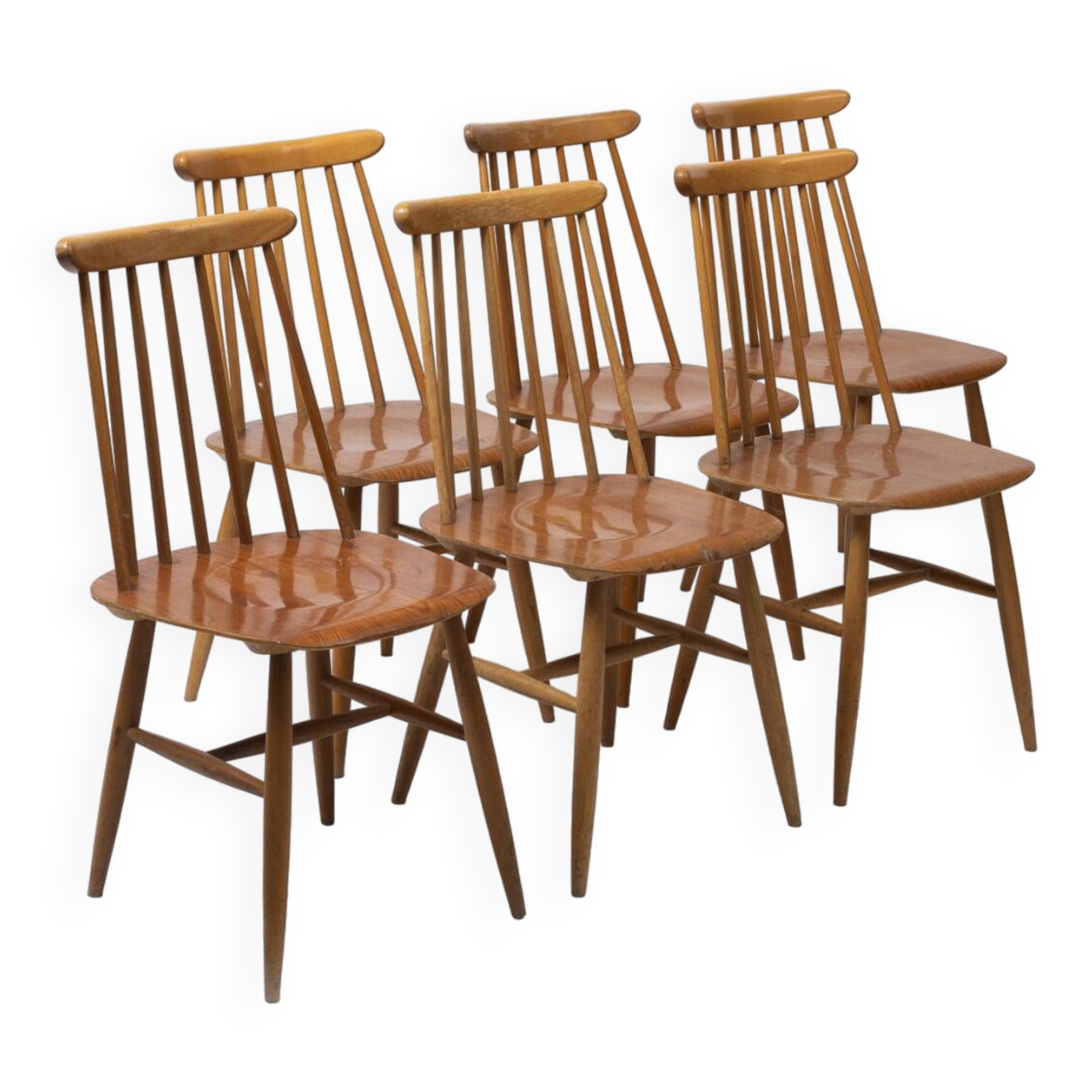 Set of 6 Fanett 65t dining chairs by Ilmarii Tapiovaara, Sweden, 1960
