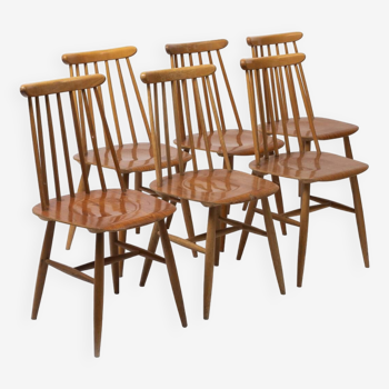 Set of 6 Fanett 65t dining chairs by Ilmarii Tapiovaara, Sweden, 1960s