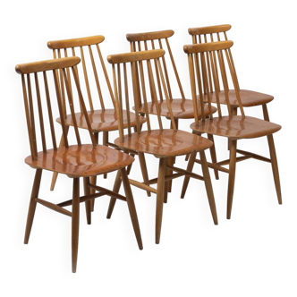 Ensemble de 6 chaises à repas Fanett 65t par Ilmarii Tapiovaara, Suède, 1960