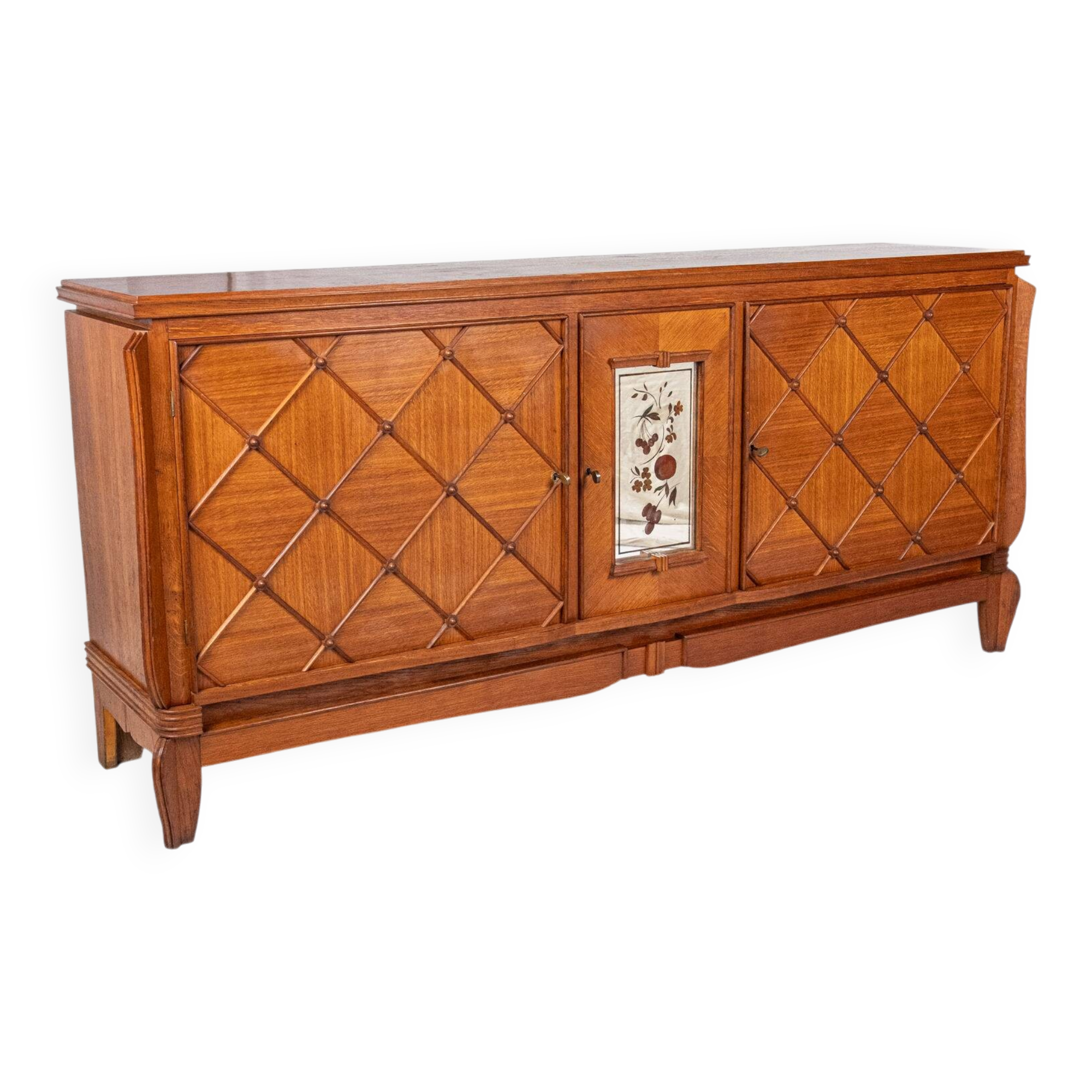 Buffet Art Deco en chêne à croisillons, France, 1940s