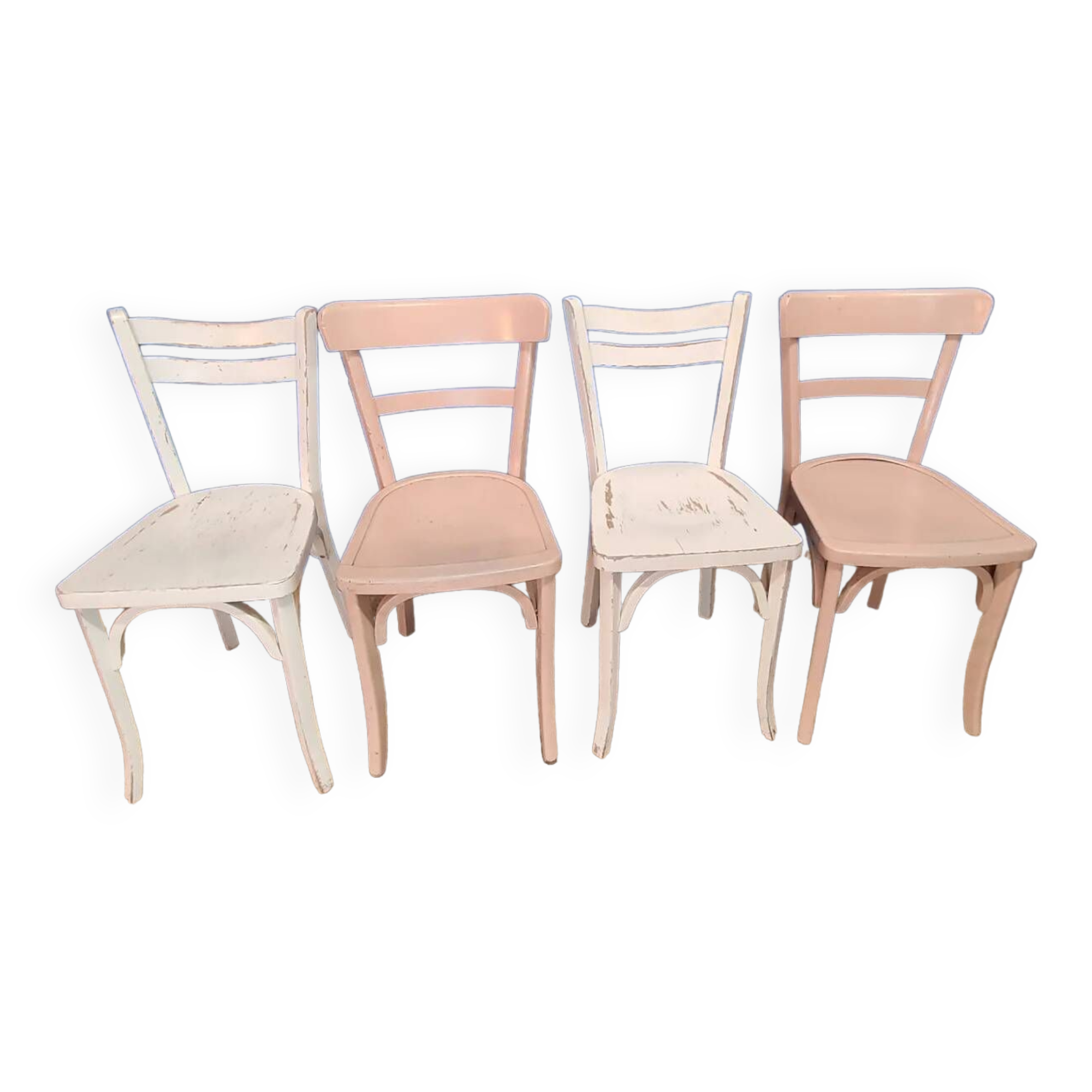 Série de 4 chaises bistrot vintage patinées