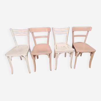 Set of 4 vintage bistro chairs with patina