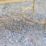 70s Neoclassical Style Coffee Table in Gilded Brass with Mahogany Veneer Top