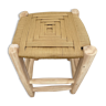 Tabouret marocain berbère en bois et en nylon doré fait-main