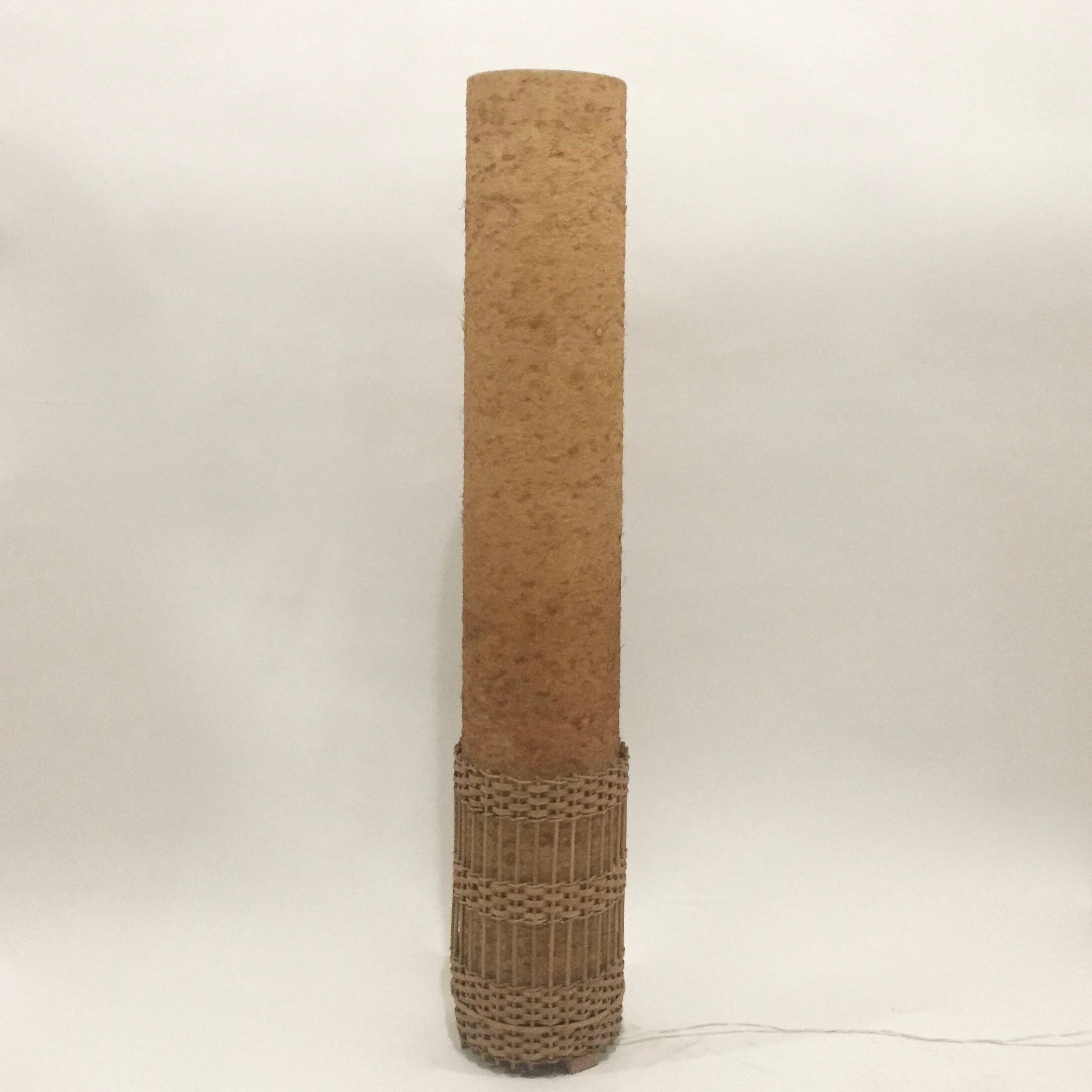 Fiberglass and rattan floor lamp