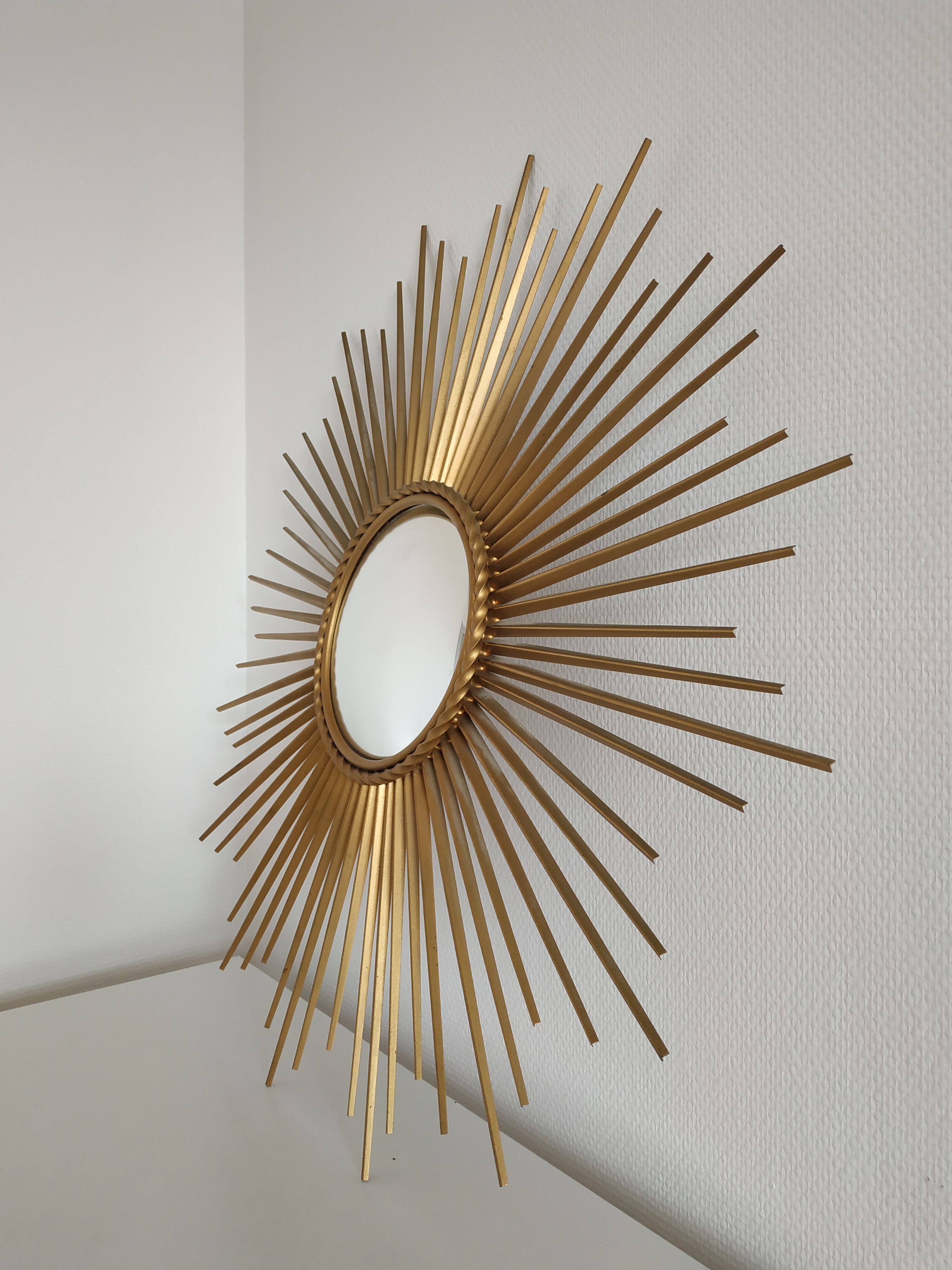 Curved sunny mirror Chaty Vallauris from the 60's - 71x71