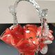 Vide poche/Panier, Corbeille à bonbons. En verre d Art soufflé. Moucheté orange. Style Murano