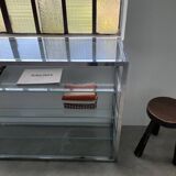 Pair of chrome and glass shelves from the 70s