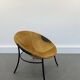 Italian Tan Suede and Black Leather Saucer Chair