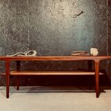 Teak Coffee table by with a rattan rack