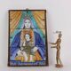 Ancient majolica painting on wood, religious subject, Italy 20th century.