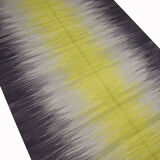 Modern Green Black Wool Kilim Area Rug Handwoven Abstract Rug- 122x183cm