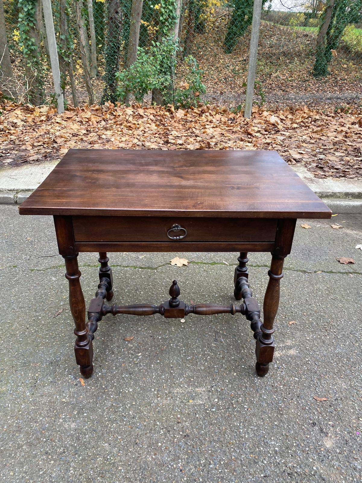 Louis XIV style writing desk in dark solid wood from the 19th century