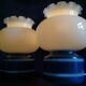 Pair of duck blue and white opaline lamps