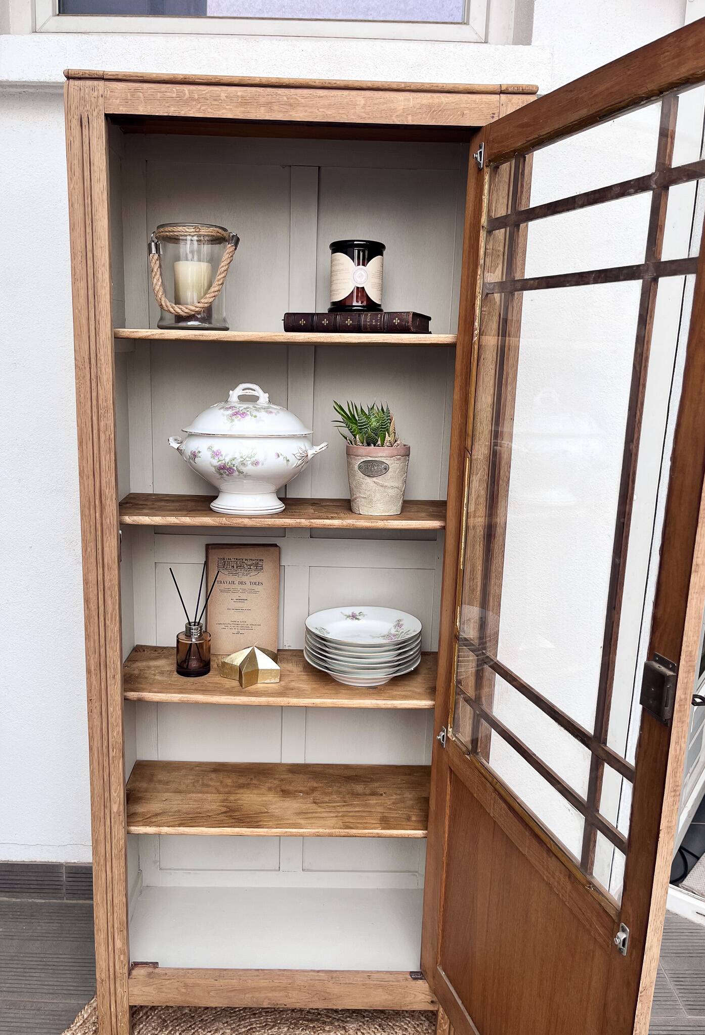 Antique parisian glass cabinet art deco display case