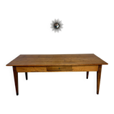Large farmhouse table in wood with drawer in fir from the late 19th century.