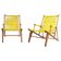 2 Yellow Spaghetti Armchairs in Beech, Garden Lounge Chairs, 1960s