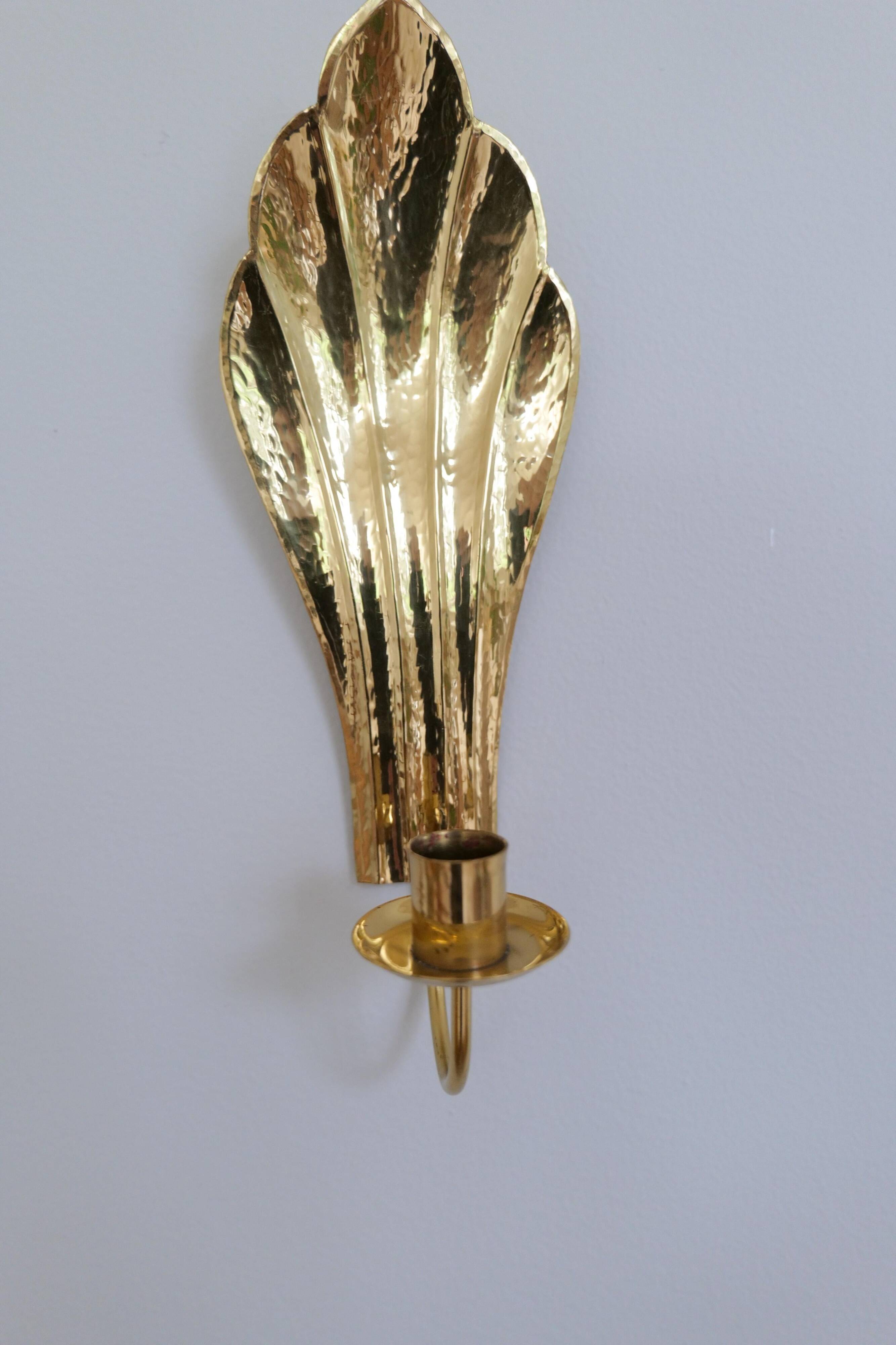 Bougeoirs Muraux en Laiton Holmström, Arvika, Suède, Années 1950