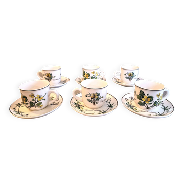 Set of 6 coffee cups and saucers Villeroy & Boch, vintage, Botanica