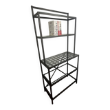 Black metal designer shelf with glass shelves