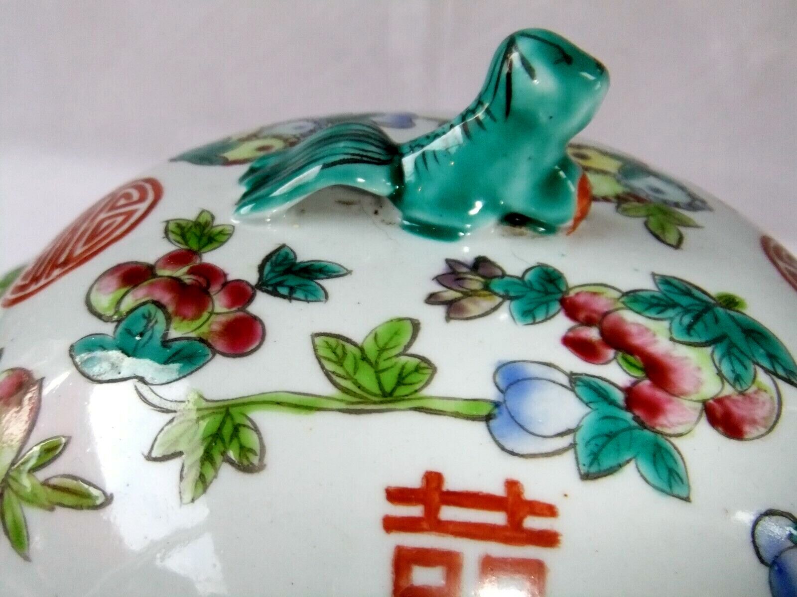 Covered pot with ginger porcelain canton polychrome