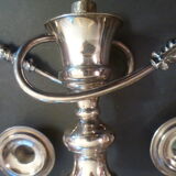 Large pair of candlesticks / candlesticks 3 lights in silver met.t.