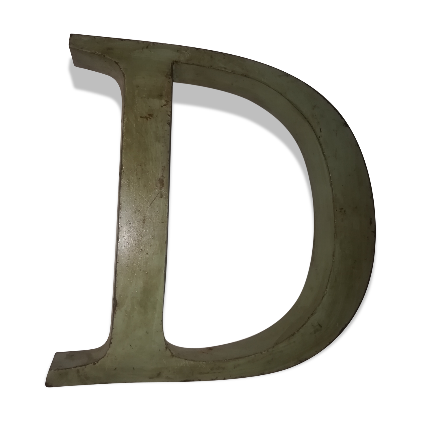 Old letter in metal (sheet metal) "D"