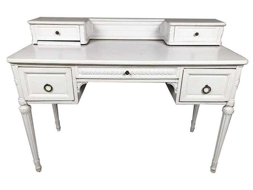 Louis XVI-style tiered desk lay white