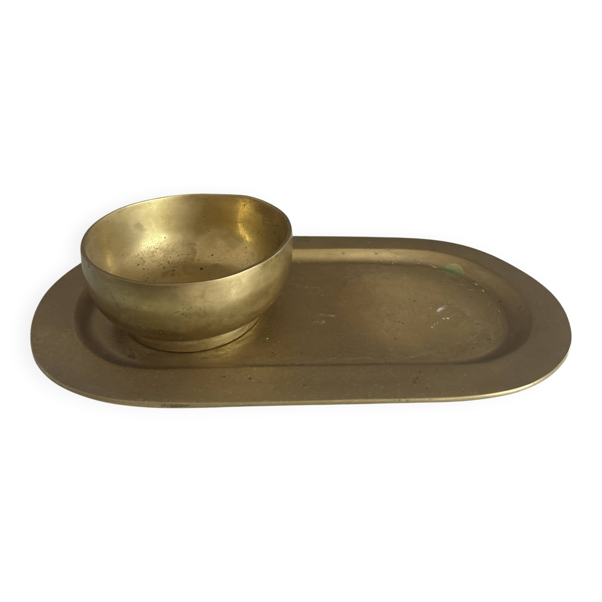 Empty pocket ensemble and bowl in solid brass signed Giò Lanciani.