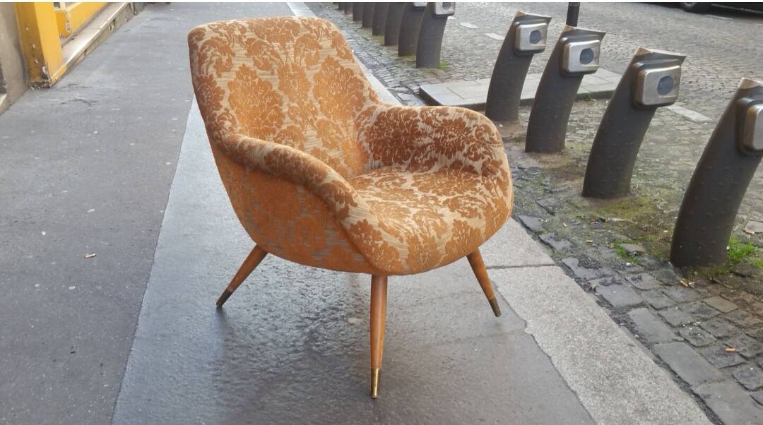 Vintage Scandinavian organic armchair 50s 60s