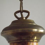 French Vintage "Louisiane" Brass & Wood Pendant Lamp - Hanging Light