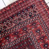 Handmade turkmen hachli vintage rug 142cm x 221cm 1960s