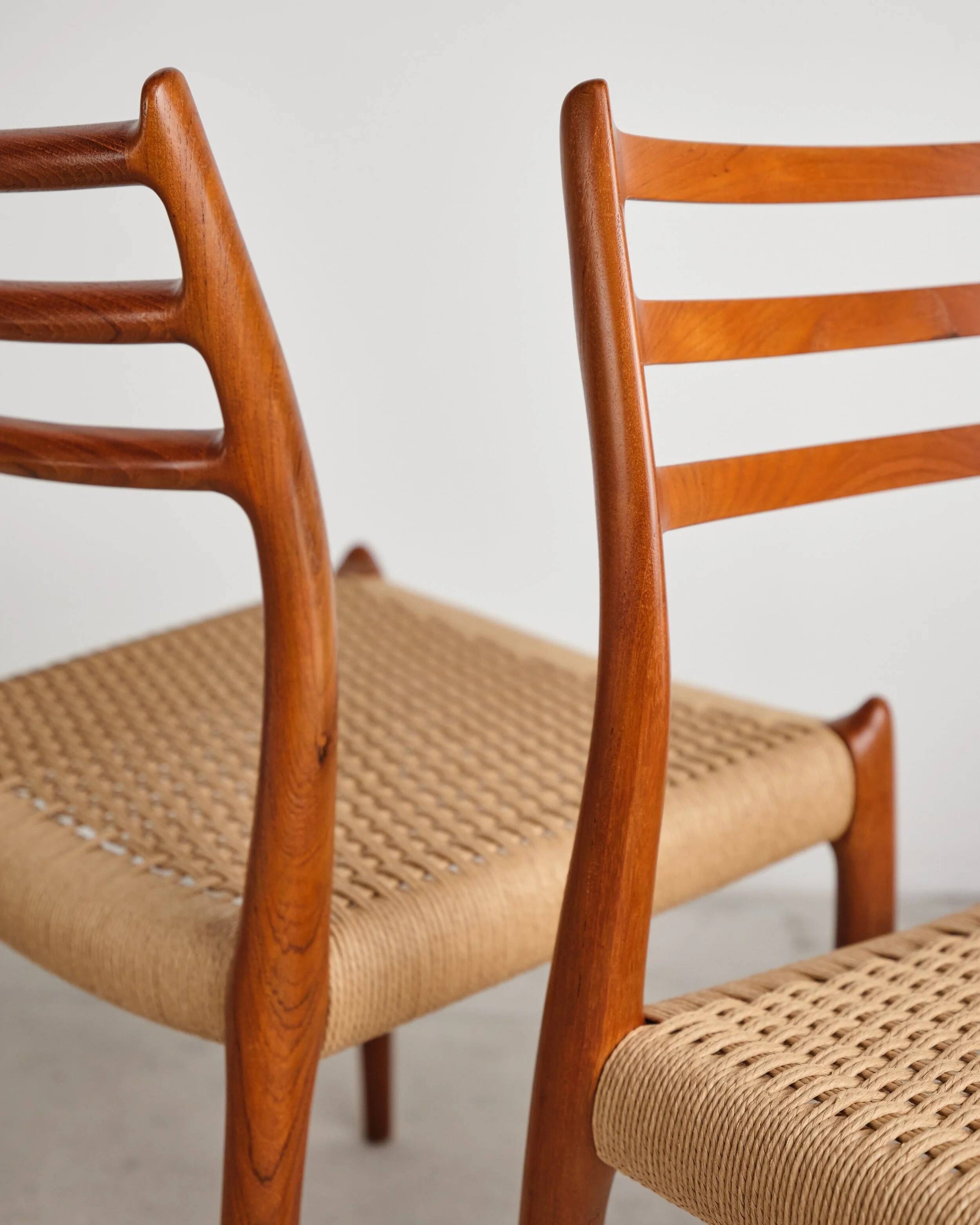 Set of 6 model 78 chairs in teak by Niels O. Møller, Denmark, 1960s.