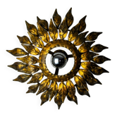 Applique soleil par ferro arte, métal et feuille d'or, espagne, 1960