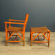 Scandinavian folklore armchair with footrest