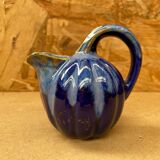 Antique alphonse mouton melon pitcher flamed ceramic blue vintage