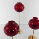 Set of three Hans-Agne Jakobsson AB Markaryd NR135 red tealight holders