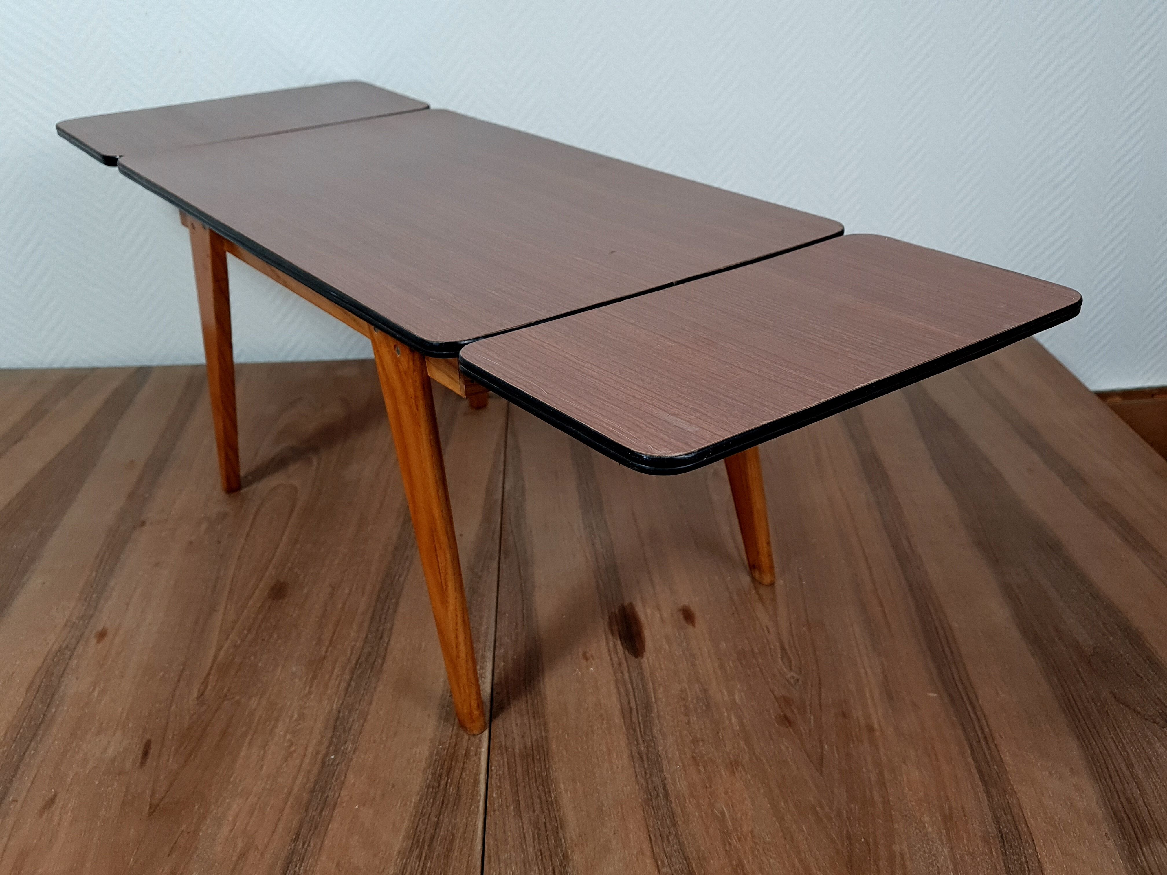 Mini table formica à rallonges vintage 60/70s Création Joulux 47x28x27 cm