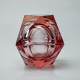 Duo of pink faceted ashtrays by Seguso, murano, italy, 1970