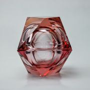 Duo of pink faceted ashtrays by Seguso, murano, italy, 1970