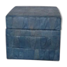 Pouf, in blue leather patchwork 1970