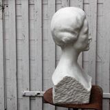 Important white marble bust, signed Léoni, 19th century